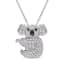 1 1/10 CT TGW Created White Sapphire and Black Spinel Koala Necklace in
Sterling Silver