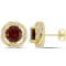 4 1/3 CT TGW Garnet and White Topaz Swirl Stud Earrings in Yellow Plated
Sterling Silver