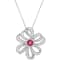 2 3/4 CT TGW Pink Topaz and White Topaz Flower Pendant with Chain in
Sterling Silver