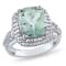 6 CTW Green Quartz and Created White Sapphire Double Halo Ring in
Sterling Silver