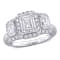 3 CT TW Lab-Grown Diamond Halo 3-Stone Ring in 14K White Gold