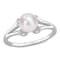 7-7.5MM Freshwater Cultured Pearl and Created White Sapphire Split-Shank
Ring in Sterling Silver