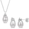 6.5-7MM Freshwater Cultured Pearl and Diamond Accent Earrings and
Pendant Set in Sterling Silver