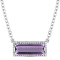 2 3/8 CT TGW Amethyst and White Sapphire Halo Necklace in Sterling Silver