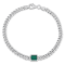 7/8 CT TGW Created Emerald Curb Link Chain Bracelet in Sterling Silver