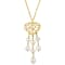 6-6.5MM Freshwater Cultured Pearl Chandelier Heart Necklace in 14K
Yellow Gold Over Sterling Silver