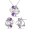 6.5-8MM Freshwater Cultured Pearl Multi-gems Earrings and Pendant Set in
Sterling Silver