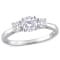 1 CT DEW Created Moissanite 3-Stone Engagement Ring in Sterling Silver
