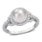 8.5-9MM Freshwater Cultured Pearl and 3/4 CT TGW White Topaz Halo Ring
in Sterling Silver