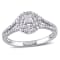 1/5 CT TW Diamond Double Halo Split Shank Engagement Ring in Sterling Silver