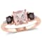 2 1/7 CTW Morganite, Smoky Quartz & Diamond 3-Stone Ring in Rose
Plated Sterling Silver