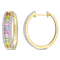 5 3/4 CT TGW Multi-Color Sapphire Hoop Earrings in 14K Yellow Gold