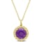 2 1/4 TGW Amethyst Halo Link Pendant with Chain in Yellow Plated
Sterling Silver