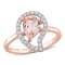 1 1/7 CTW Morganite and White Topaz Open Teardrop Ring in Rose Plated
Sterling Silver