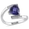 2 3/8 CT TGW Created Blue Sapphire and Diamond Accent Ring in Sterling Silver