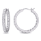 2 1/2 CT DEW Created Moissanite Beaded Hoop Earrings in 10K White Gold