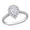 1 3/8 CT DEW Created Moissanite Teardrop Halo Engagement Ring in
Sterling Silver