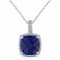 5 3/4 CT TGW Created Blue Sapphire and 1/10 CT TW Diamond Pendant with
Chain in Sterling Silver