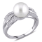 9-9.5MM Freshwater Cultured Pearl and Diamond Split Shank Ring in
Sterling Silver