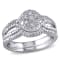 1/7 CT TW Diamond Cluster Split Shank Bridal Set in Sterling Silver