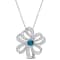 2 1/4 CT TGW London Blue and White Topaz Flower Pendant with Chain in
Sterling Silver
