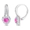 2 1/3 CT TGW Created Pink and White Sapphire Halo Earrings in Stering Silver