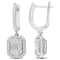 1 1/10 CT TW PDiamond Halo Cuff Earrings in 14K White Gold