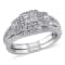 1/4 CT TW Princess Cut Diamond Quad Split Shank Bridal Set in Sterling Silver