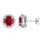 5 1/2 CT TGW Created Ruby and Created White Sapphire Circular Halo Stud
Earrings in Sterling Silver