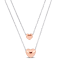 Double Strand Heart Charm Necklace in 2-Tone Sterling Silver