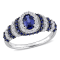 1 1/2 CT TGW Created Blue and White Sapphire Vintage Ring in Sterling Silver