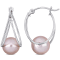 8-8.5MM Pink Freshwater Cultured Pearl Drop Earrings in 10K White Gold