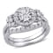 1/2 CT TW Diamond Halo Ring Set in Sterling Silver