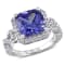 6 3/4 CT TGW Created Tanzanite and Created White Sapphire Halo Ring in
Sterling Silver