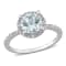 1 1/7 CT TGW Aquamarine and Diamond Accent Halo Ring in Sterling Silver
