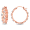 3/4 CT TGW White Topaz Hoop Earrings in Rose Plated Sterling Silver