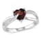 1 1/4 CT TGW Garnet and Diamond Accent Heart Ring in Sterling Silver