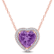 3 1/4 CT TGW Amethyst and 1/5 CT TW Diamond Halo Heart Necklace in Rose
Plated Sterling Silver