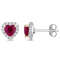 1 1/8 CT TGW Ruby and 1/3 CT TW Diamond Halo Stud Earrings in 14K White
Gold with Yellow Gold Prongs