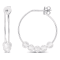 1 1/4ctw White Topaz Bead Hoop Earrings in Sterling Silver