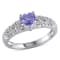 3/8 CT TGW Tanzanite and Diamond Accent Heart Vintage Ring in Sterling Silver