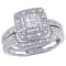 1/3 CT TW Princess Cut Quad and Round Diamond Bridal Set in Sterling Silver