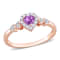 1/3 CT TGW Multi-Gemstones and Diamond Accent Halo Promise Ring in Rose
Plated Sterling Silver