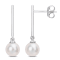 6-6.5MM Freshwater Cultured Pearl Dangle Earrings in 10K White Gold