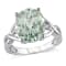 4 1/3 CT TGW Green Quartz and Diamond Accent Ring in Sterling Silver