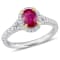 7/8 CT TGW Ruby and 1/2 CT TW Diamond Halo Ring in 14K White Gold