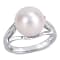 11-12MM Freshwater Cultured Pearl and Diamond-Accent Split Shank Ring in
Sterling Silver
