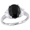 4 3/8 CTW Black Sapphire Created White Sapphire and Diamond Cocktail
Ring in Sterling Siver