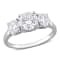2 1/4 CT DEW Created Moissanite Three-Stone Engagement Ring in Sterling Silver