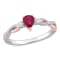 2/5 CT TGW Ruby and 1/5 CT TW Diamond 3-stone Promise Ring in 2-tone 14K
White and Rose Gold
